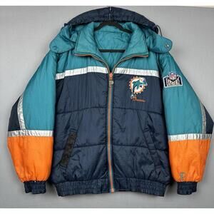 Vintage Miami Dolphins Reversible Jacket Mens XL Pro Player 90s Embroidered NFL